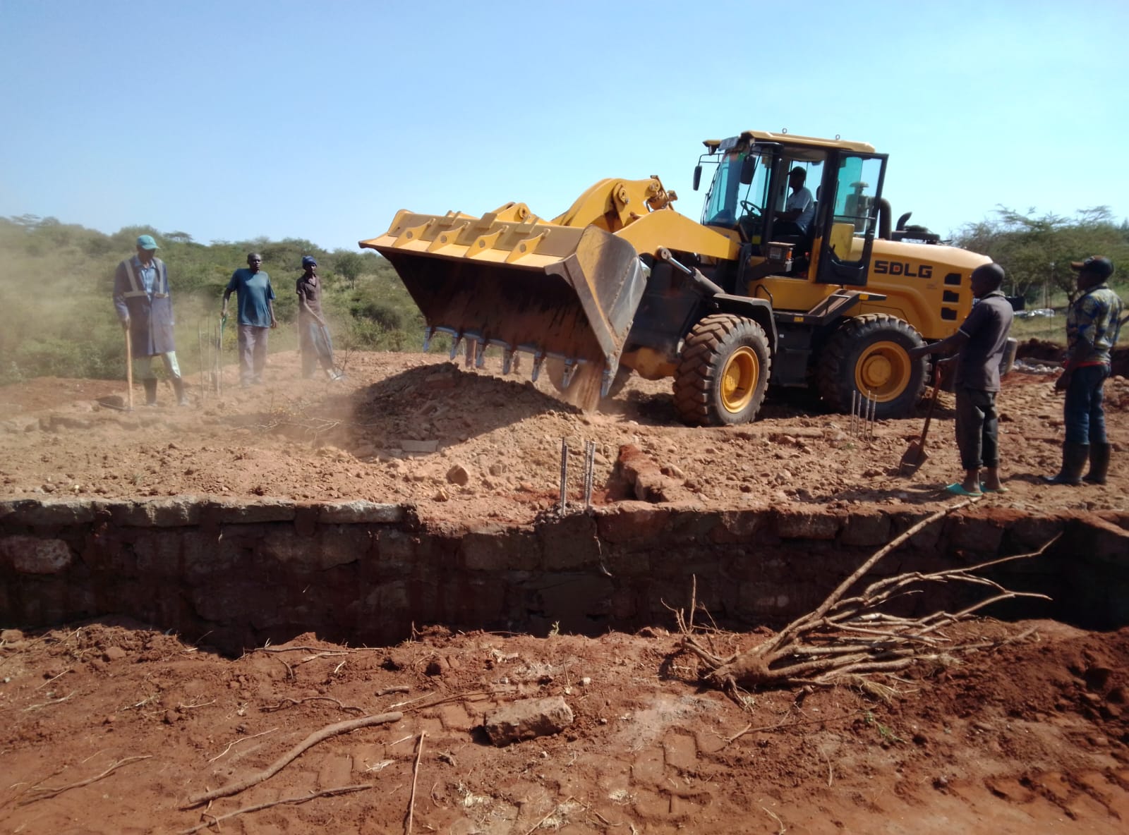 Excavating foundation trench