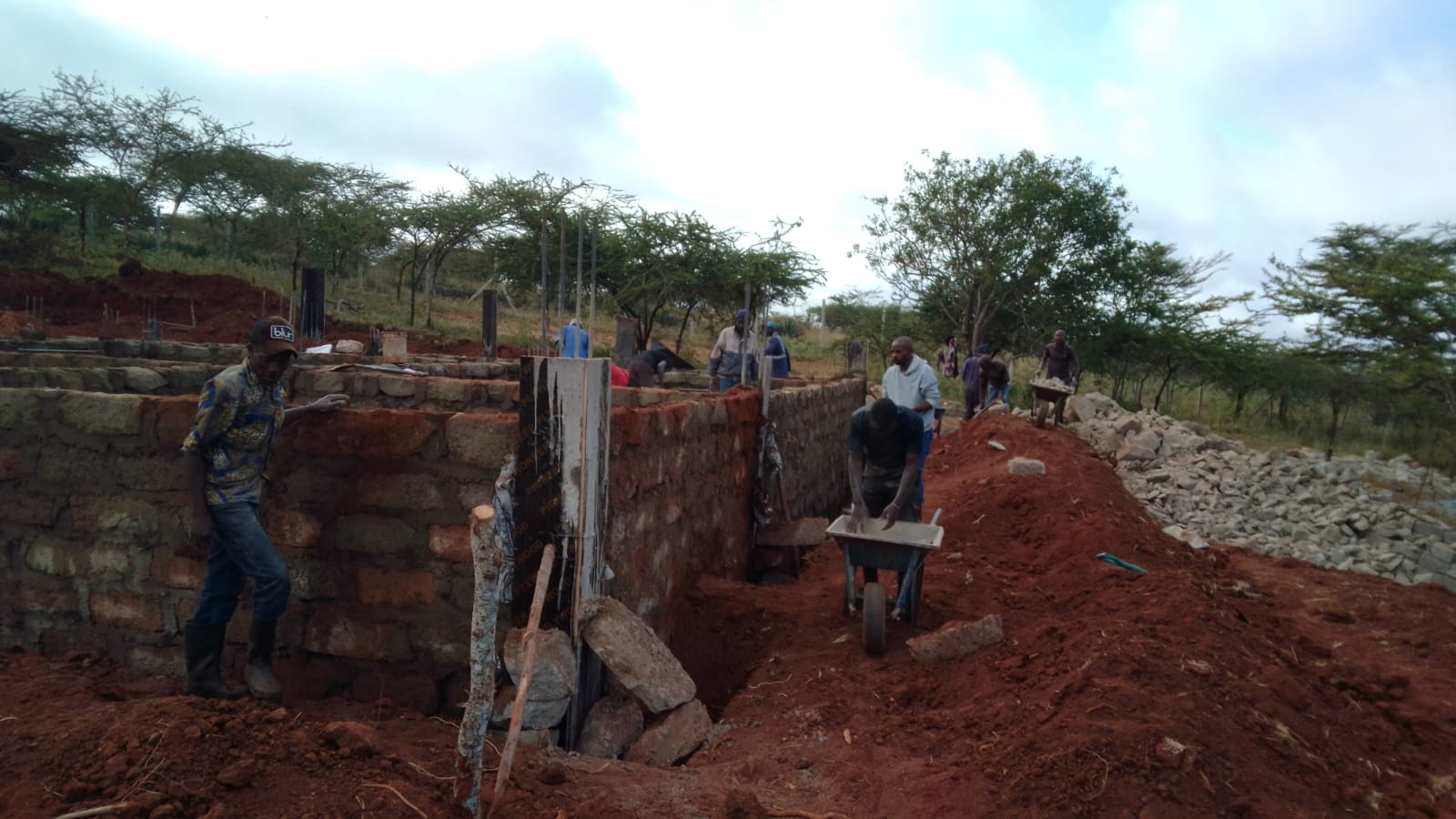 Foundation stone walling