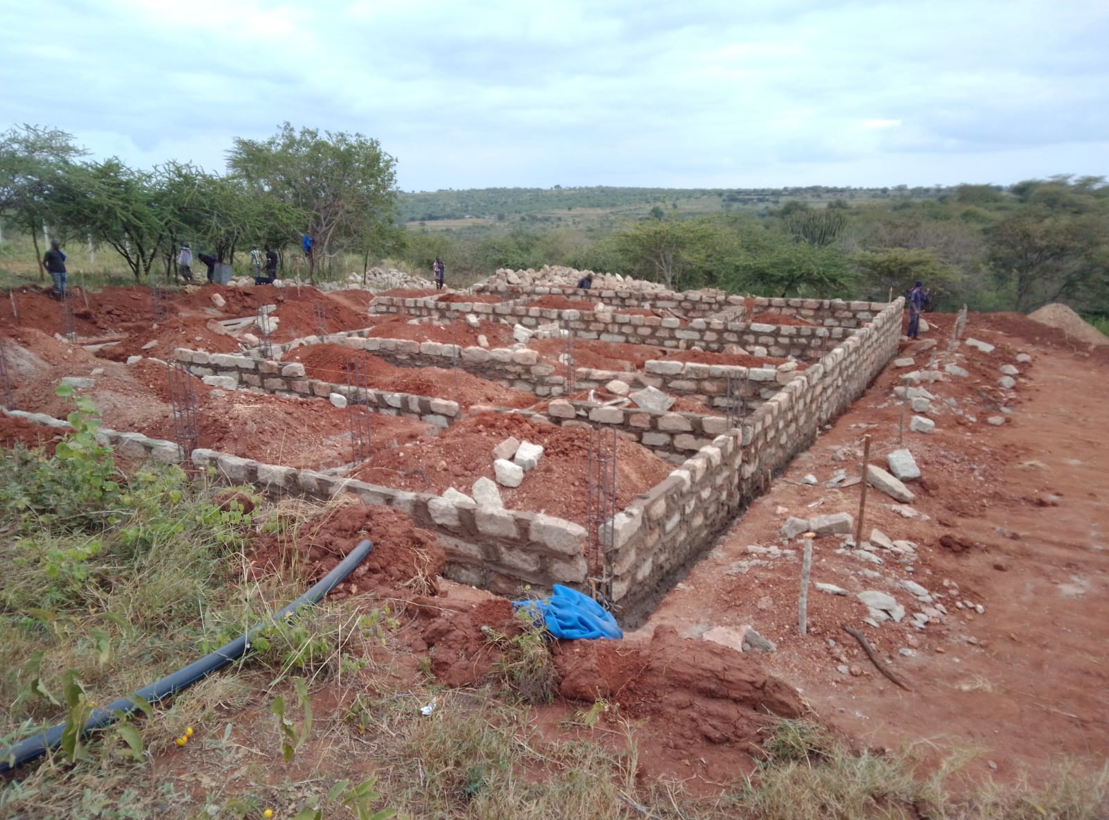 Foundation layout with utility lines