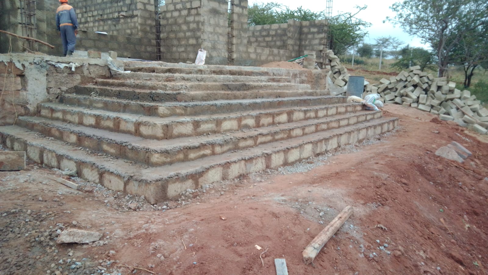 Stone Terrace Wall Construction
